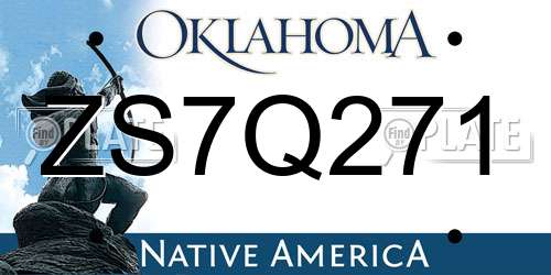ZS7Q271 Oklahoma License Plate