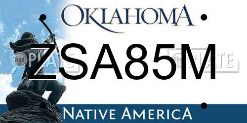 ZSA85M Oklahoma License Plate