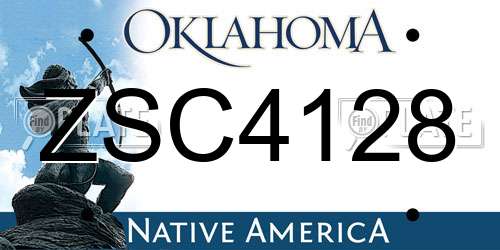 ZSC4128 Oklahoma License Plate