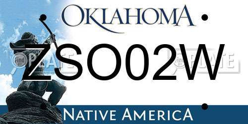 ZSO02W Oklahoma License Plate