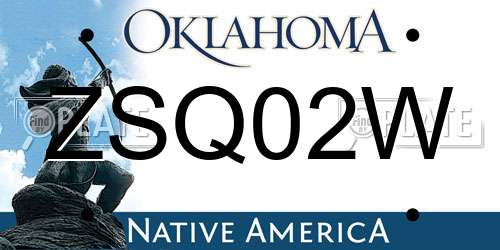 ZSQ02W Oklahoma License Plate