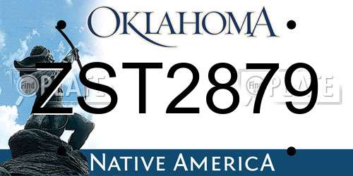 ZST2879 Oklahoma License Plate