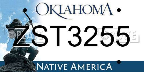 ZST3255 Oklahoma License Plate