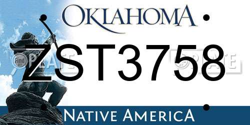 ZST3758 Oklahoma License Plate