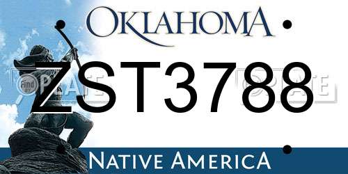 ZST3788 Oklahoma License Plate