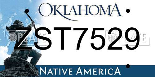 ZST7529 Oklahoma License Plate