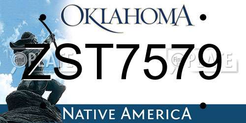 ZST7579 Oklahoma License Plate