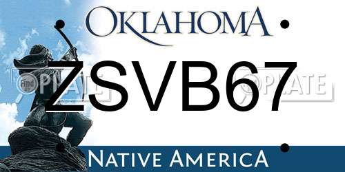 ZSVB67 Oklahoma License Plate
