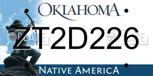 ZT2D226 Oklahoma License Plate