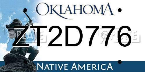 ZT2D776 Oklahoma License Plate