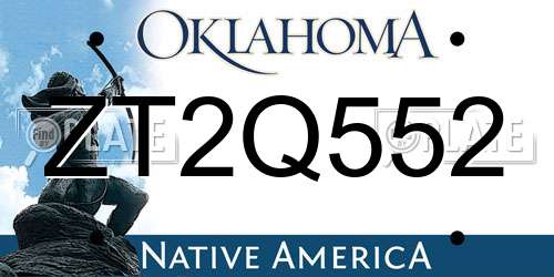 ZT2Q552 Oklahoma License Plate