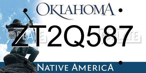 ZT2Q587 Oklahoma License Plate