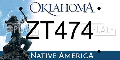 ZT474 Oklahoma License Plate