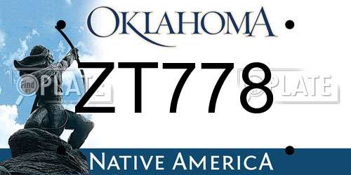 ZT778 Oklahoma License Plate