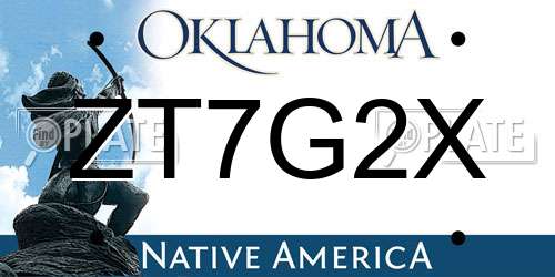 ZT7G2X Oklahoma License Plate