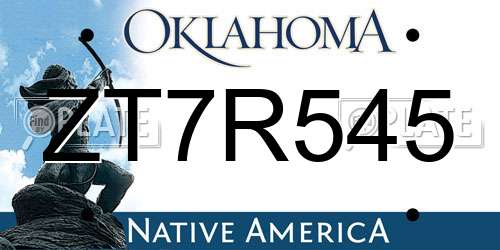 ZT7R545 Oklahoma License Plate