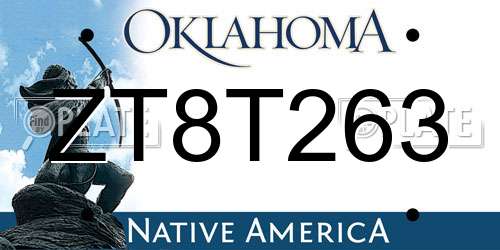 ZT8T263 Oklahoma License Plate