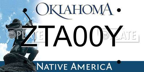ZTA00Y Oklahoma License Plate