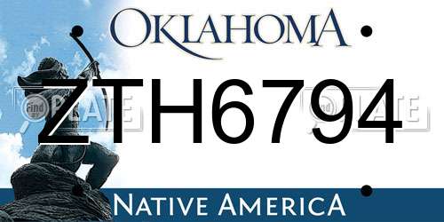 ZTH6794 Oklahoma License Plate