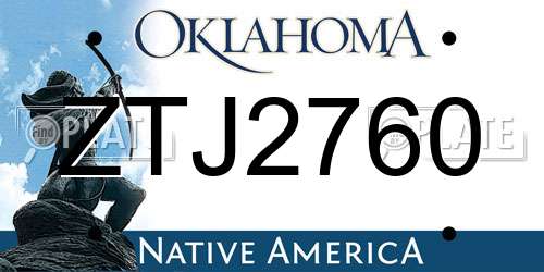 ZTJ2760 Oklahoma License Plate