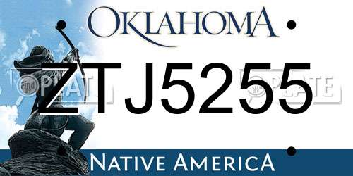 ZTJ5255 Oklahoma License Plate