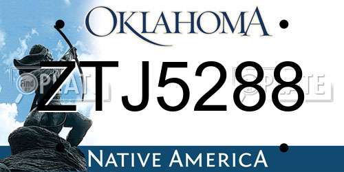 ZTJ5288 Oklahoma License Plate