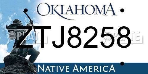 ZTJ8258 Oklahoma License Plate