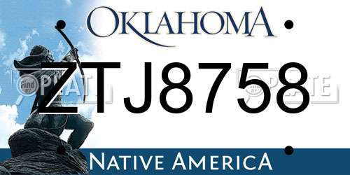 ZTJ8758 Oklahoma License Plate