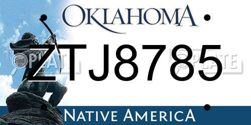 ZTJ8785 Oklahoma License Plate