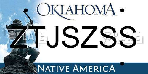 ZTJSZSS Oklahoma License Plate