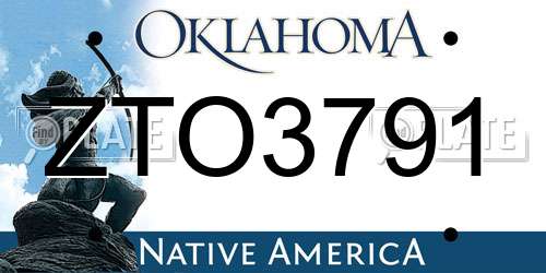 ZTO3791 Oklahoma License Plate
