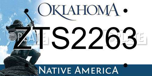 ZTS2263 Oklahoma License Plate