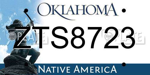 ZTS8723 Oklahoma License Plate