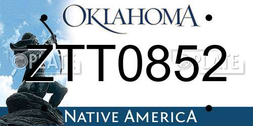 ZTT0852 Oklahoma License Plate