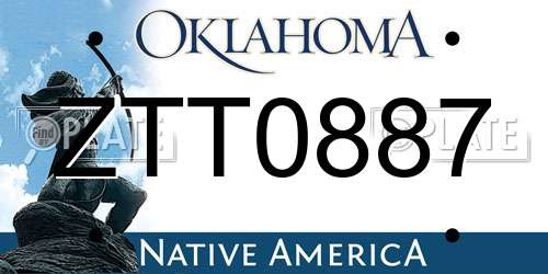 ZTT0887 Oklahoma License Plate
