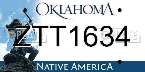 ZTT1634 Oklahoma License Plate