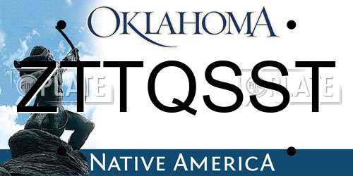 ZTTQSST Oklahoma License Plate