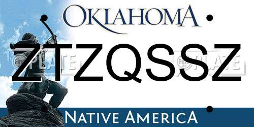 ZTZQSSZ Oklahoma License Plate