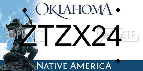 ZTZX24 Oklahoma License Plate