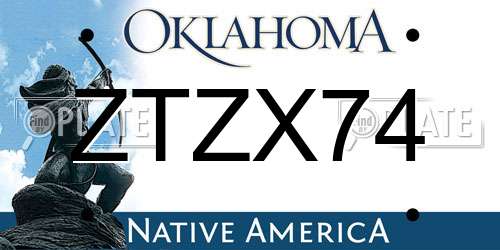 ZTZX74 Oklahoma License Plate