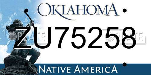 ZU75258 Oklahoma License Plate