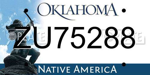 ZU75288 Oklahoma License Plate