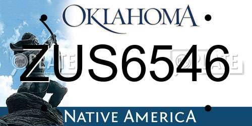 ZUS6546 Oklahoma License Plate