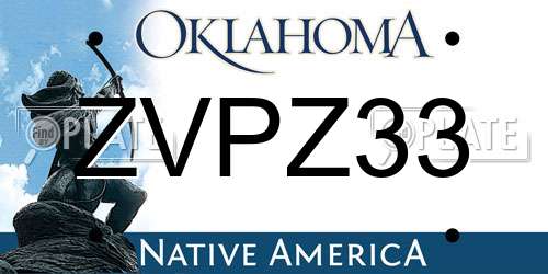 ZVPZ33 Oklahoma License Plate
