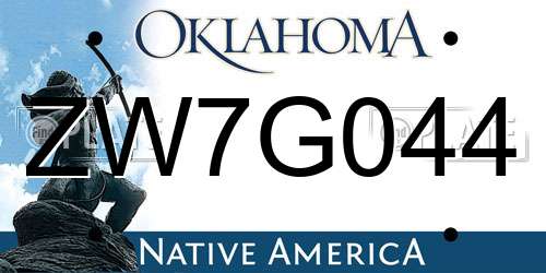 ZW7G044 Oklahoma License Plate
