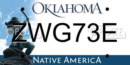ZWG73E Oklahoma License Plate