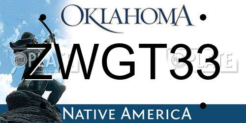 ZWGT33 Oklahoma License Plate