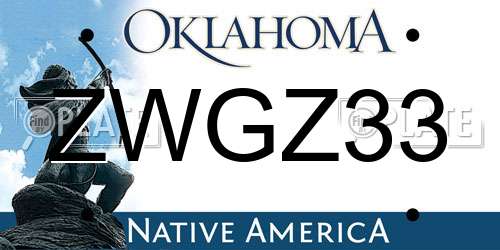 ZWGZ33 Oklahoma License Plate