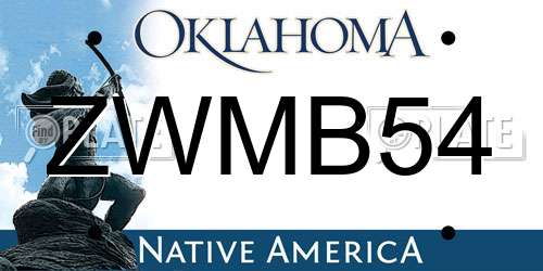 ZWMB54 Oklahoma License Plate