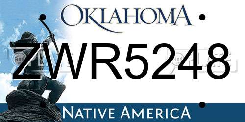 ZWR5248 Oklahoma License Plate